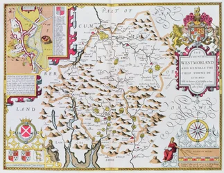 The Countie of Westmorland, engraved by Jodocus Hondius from John Speeds Theatre of the Empire of Great Britain, pub. by John Sudbury and George Humble