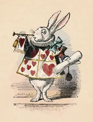 A Rabbit as court official blowing a trumpet for an announcement, 1889