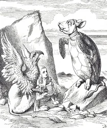 Alice, Mock Turtle and the Gryphon from Alice
