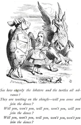 Alice, Mock Turtle and the Gryphon from Alice