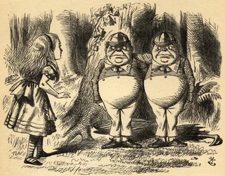 Alice with Tweedledum and Tweedledee