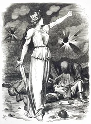 Cartoon commenting on the Siege of Paris during the Franco-Prussian War