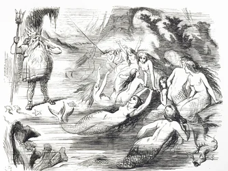 Cartoon commenting on the second attempt to lay the Atlantic Telegraph Cable