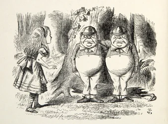 Tweedledum and Tweedledee, Illustration from Through the Looking Glass, by Lewis Carroll (1832-98), 1872