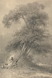 A Family Cooking Under A Tree