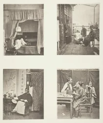 A Whiff of the Opium Pipe at Home, After Dinner, Reading for Honours, The Toilet, c. 1868