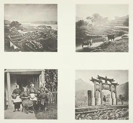 Part of Foochow Foreign Settlement, Terracing Hills, Foochow Field Women, A Memorial Arch, c. 1868