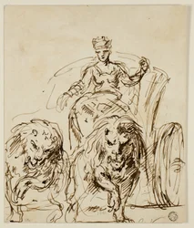 Cybele on Chariot Drawn by Lions