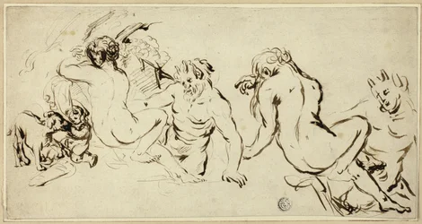 Sketches of Nymph, Satyr and Putto