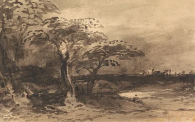 River, Trees and Distant Town