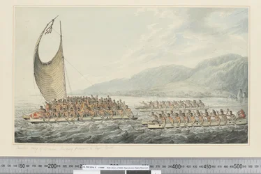 Tereoboo, King of Owyhee, Bringing Presents to Capt. Cook