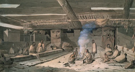 Interior of Nootka Native American House