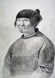 Portrait of Tattooed native from island of Unalaska