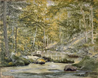 Woodland Pool with Men Fishing, 1870