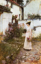 Gathering Summer Flowers in a Devonshire Garden