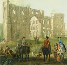 Riders Pausing by the Ruins of Rievaulx Abbey