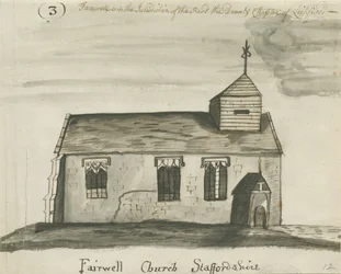 Farewell Church: Pen and Wash Sepia Drawing, nd [c 1780]