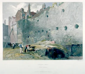 View of Tower Postern and London Wall with Men Digging, City of London