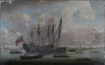 A Sheer Hulk refitting an East Indiaman