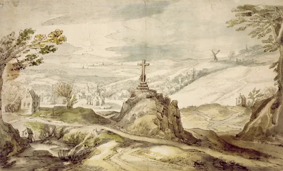 Mountainous Landscape with a Cross