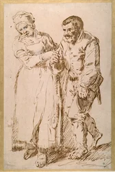 The steps of an elderly peasant guided by his wife