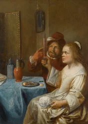 A couple drinking wine