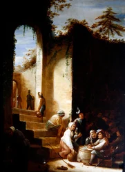 Peasants and Soldiers in a Courtyard