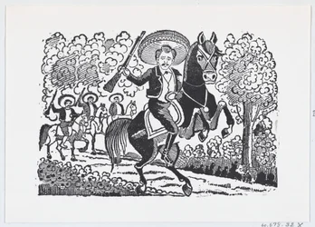 A revolutionary soldier on horseback with a rifle Heraclio Bernal