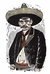 Emiliano Zapata, Mexican revolutionary. Xylography by Jose Guadalupe Posada