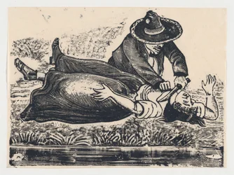 Francisco Guerrero, the waistcoat maker and cut throat, murdering a woman, ca. 19..., ca. 1905-1910.