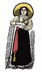 The Mexican Revolution: Mexican female soldier. Xylography by Jose Guadalupe Posada