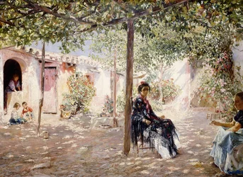 Ladies in a Sun-dappled Courtyard