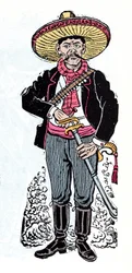 Mexican Revolution (1910-1920) - Salazar Amador, Revolutionary Follower of Emiliano Zapata (Xylography by Jose Guadalupe Posada)