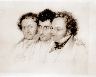From Left to Right: Jenger, Httenbrenner and F. Schubert. Acquarelle by Feltscher