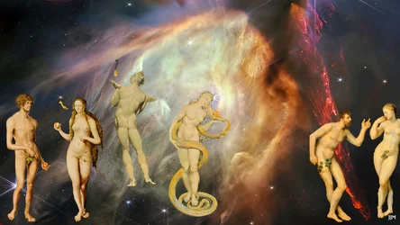 JJM-recreate: Blake-Cranach-Rubens The Temptation + JWST