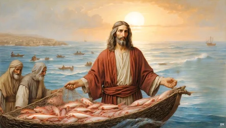 Jesus The Net Was Filled with 153 Large Fish 02 E