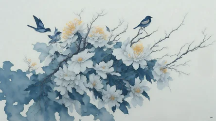 Chrysanthemum Flower in Blue