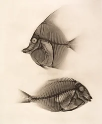 Historical X-ray of a Moorish Idol (Zanclus Cornutus) and a Bluelined Surgeonfish (Acanthurus Nigros) 1896