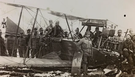 Album: My World War Memories of the South-Western Front in Carinthia, Italy, Trentino-Alto Adige 31/03/1915-12/11/1918: Austrian Soldiers with a Military Vehicle (b/w photo)