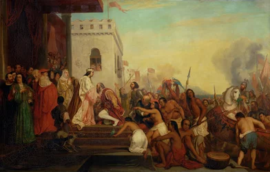 Christopher Columbus received by Ferdinand II and Isabella the Catholic on his return from the Indies