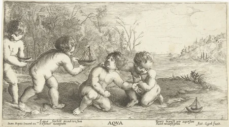 Children Playing with Boats