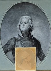 Portrait of General Louis Lazare Hoche (1768-1797). Below, portrait of Anacharsis Cloots (1755-1794), deputy to the National Convention. 18th century. Versailles, Musée Lambinet