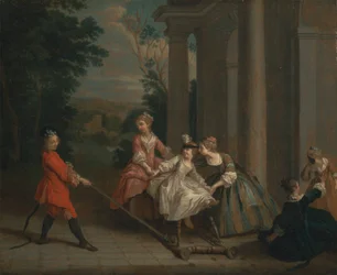 Children Playing with a Hobby Horse