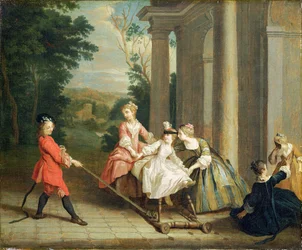 Children Playing with a Hobby Horse