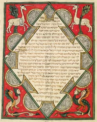 Grotesques (illustration from the Jewish Cervera Bible, 1299)
