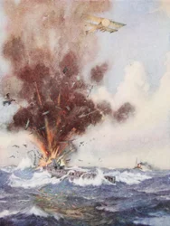 Squadron-Commander A.W. Bigsworth Attacks with Bombs a German Submarine
