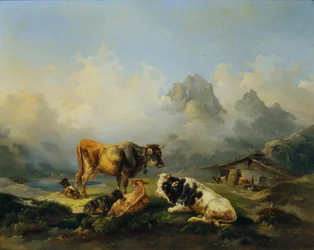 Alpine Pasture with Cattle
