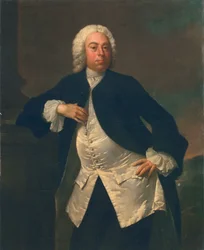 Man in a white silk waistcoat