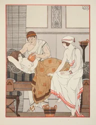 Applying a suction to the breast, illustration from 