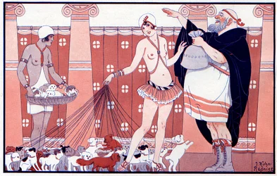 Three Prix Féminins - Prize of little old granny from a large family - illustration from la Vie Parisienne 1919